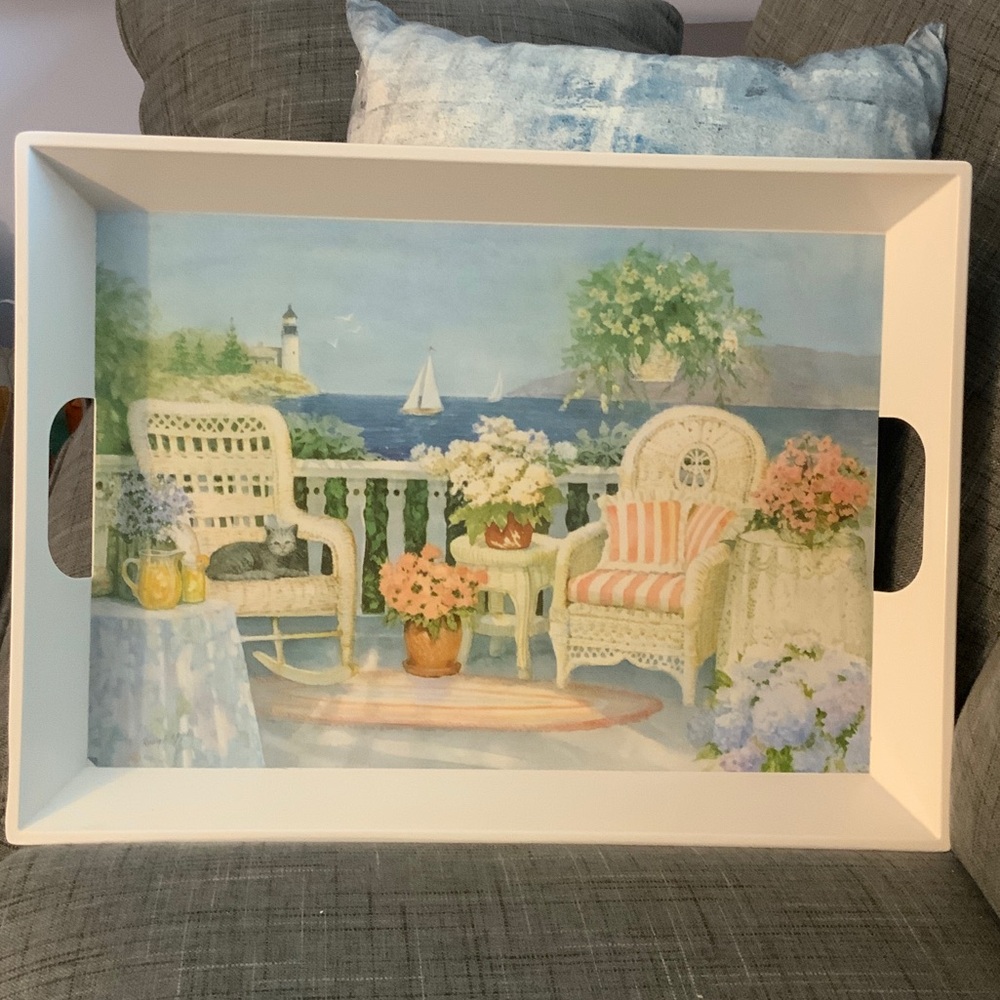 NWOT Decorative Tray with Coastal Scene